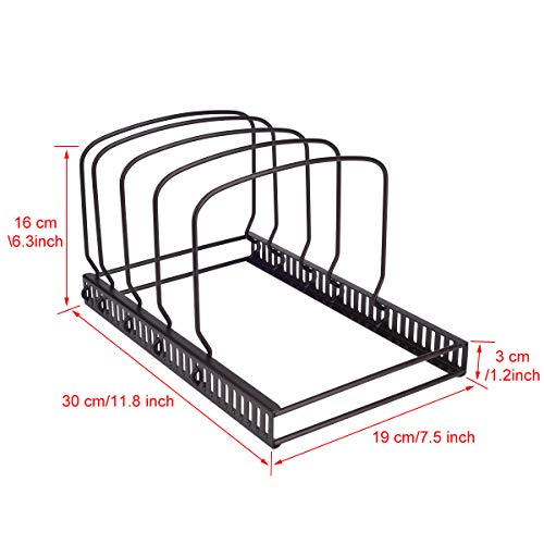 Toplife 10+ Bakeware Organizer Rack for Kitchen Bakeware, Cookware, Dinnerware, Cutting Boards, Plates, Pot and Pan Lids (Brown) - Thumbnail 2