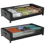 Organizador de Almacenamiento para Cama, 2pcs Contenedores de Almacenamiento Debajo de La Cama con Ruedas, Zapatera Bajo...