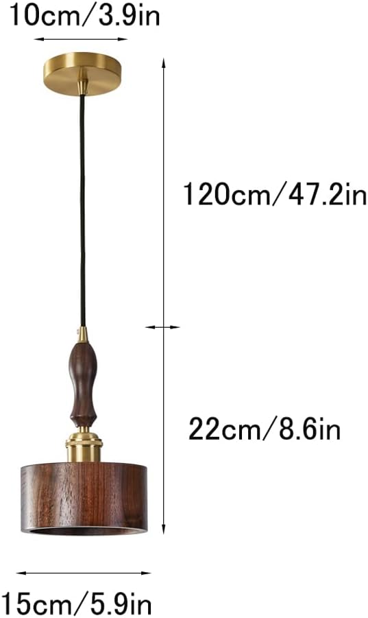 MHYSAA moderne minimalistische zwarte walnoot eetkamer 15cm kleine hanglamp scandinavische japanse verzonken messing massief houten hangende lampen voor eettafel bar slaapkamer studie industriële stij photo 3
