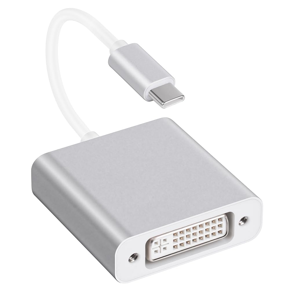 AXFEE Adattatore da USB C a DVI, Adattatore DVI 4K, Compatible Con MacBook Air/i-Pad Pro 2018, MacBook Pro 2018/2017, Samsung Galaxy S10/S9, Surface Book 2 -Argento