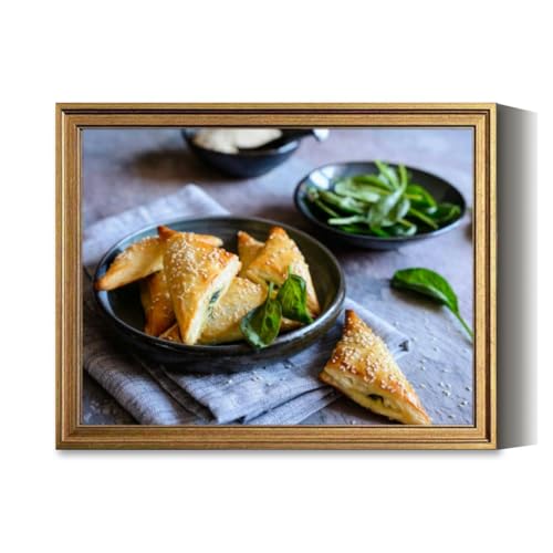 Vintage Framed Wall Art Spanakopita triangles stuffed spinach and Feta