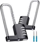 SIHAI 2 Pack Cabinet Locks with Combination, 4 Digit Outdoor Padlocks with Code for Gym Locker Locks, Garden Gates, School Lockers Childproof Cabinet - Black