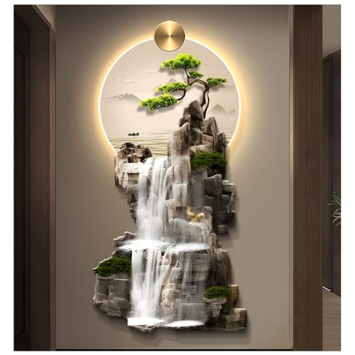 Sculpture murale traditionnelle chinoise métal luxe LED 3D