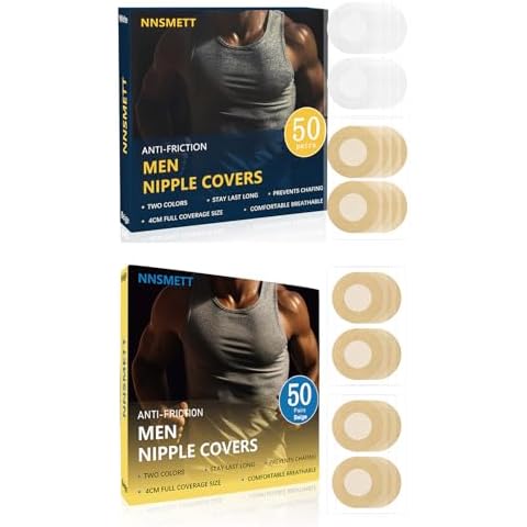 NNSMETT Nipple Covers Men（50pairs White+beige）（50pairs beige） Cover