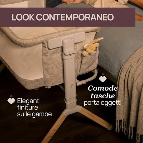 Chicco Next2Me Armonia, Culla Neonato Fianco Letto, Spondina Apribile, 11 Livelli Di Altezza, Altezza Regolabile Da 66 Fino A 83 Cm, 4 Ruote, Ottima Circolazione Dell’Aria, Bianco - 3