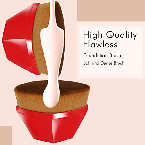 Image of Foundation Brush, Daubigny Perfect Makeup Brush for Face Blush Liquid Powder Foundation Brush for Blending Liquid, Cream or Flawless Powder Cosmetics with Protective Case (Red)