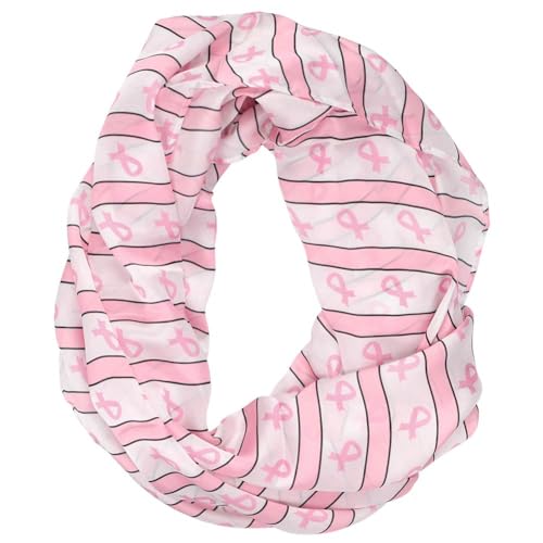 tiemart Breast Cancer Awareness Striped Infinity Scarf in White