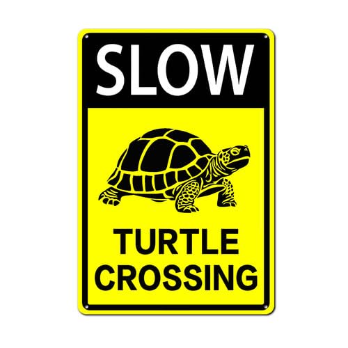Geroclonup Slow Turtle Crossing Sign Tortoise Sign UV Protected and Weatherproof 30x40cm Metal Slow Down Safety Signs for Neighborhoods Street