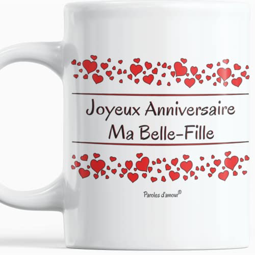 Idée cadeau pour anniversaire belle-fille Anniversaire belle-fille Mug original joyeux anniversaire belle-fille avec des cœurs Paroles d'amour Cover
