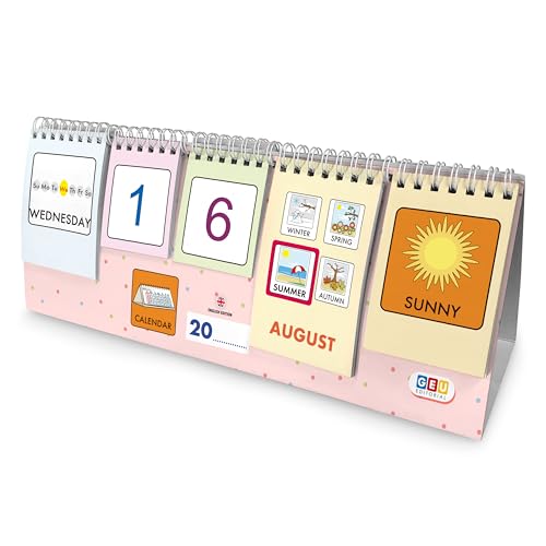 Children's Montessori Calendar | Children's Weekly Calendar | Educational Children's Calendar with Editorial GEU Pictograms (English)