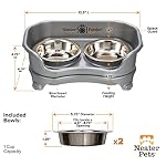 Neater Feeder Express Mess Proof Cat Bowls Elevated, No Spill Feeding Station, Stainless Steel Dishes for Food and Water, Raised Bowls for Indoor Cats, No Fatigue Whisker Friendly Dish, Grey - Image 6
