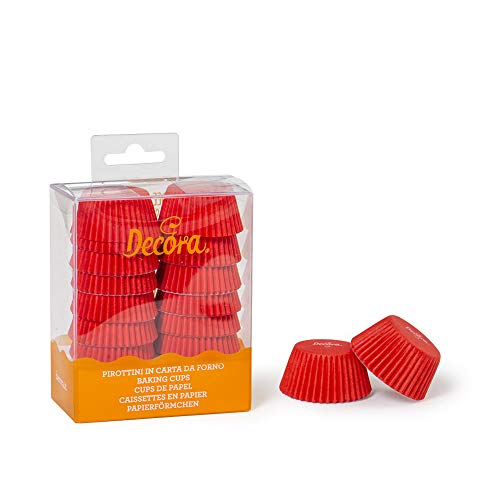 Decora 0339636 Pacote de 200 cups de papel vermelho 32 x 22 mm