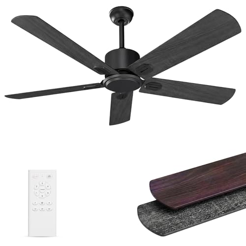 Image of Obabala 52 Inch Ceiling Fan No Light, Modern Black Ceiling Fan Without Light with Remote & APP, Quiet Reversible DC Motor, 6-Speeds, for Living Room, Bedroom, Patio
