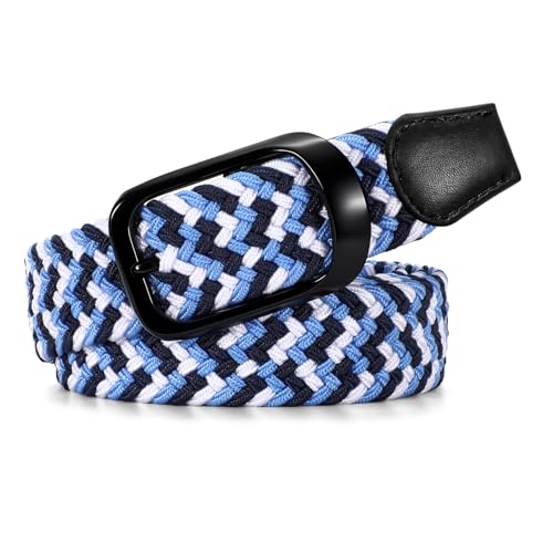 Image of JASGOOD Stretch Belt for Men, Men Women Elastic Woven Braided Belt 1 3 /8 Casual Belt Golf Belt for Jeans Pants