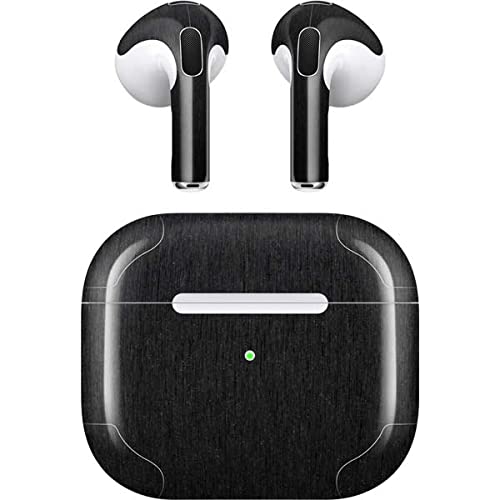 Skinit Decal Audio Skin Compatible with Apple AirPods (3rd Gen, 2021) - Skinit Originally Designed Black Brushed Steel Texture Design