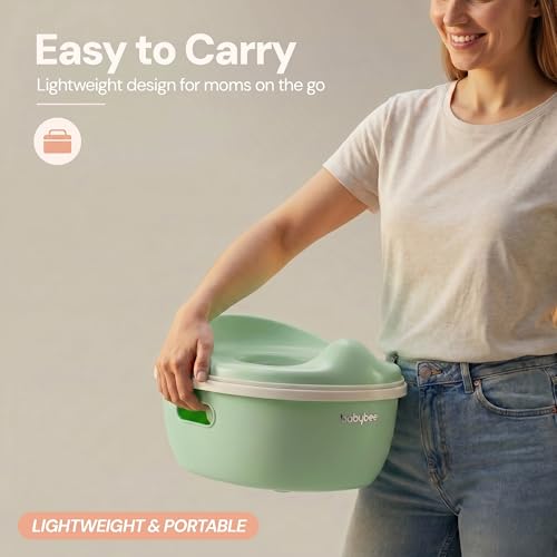 Image of Baybee 3 in 1 Baby Potty Training Seat for Kids 1-5 Years | Toddler Baby Potty Seat Chair with Removable Tray & Anti Slip Base | Portable Toilet Training Potty Seat with Step Stool for kids (Green)