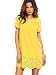 SheIn Women's Crew Neck Short Sleeve Hollow Shift Dress Medium Yellow