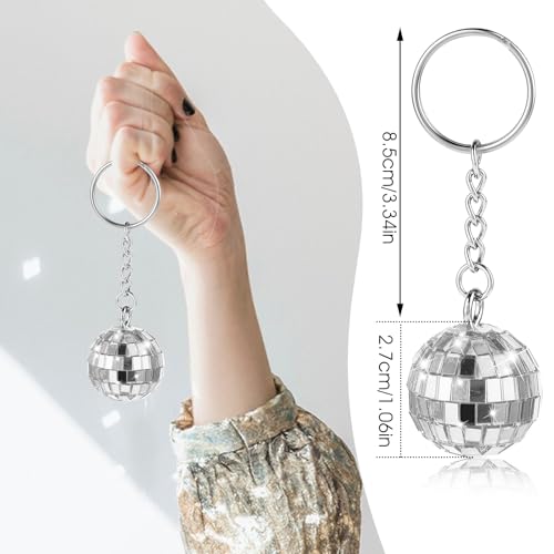 12 Stück Discokugel-Schlüsselanhänger Discokugel Deko Disco Ball Spiegelkugel Schlüssel Anhänger DIY Schlüsselbund1970er Jahre Partygeschenke Set für Halloween Weihnachten Party Hochzeit Home
