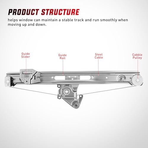 Image of Nilight 740-480 Rear Driver Side Window Regulator, Compatible with 1999-2005 BMW E46 323i 328i 325i 325xi 330i 330xi (Sedan /Wagon Only),OE Replacement