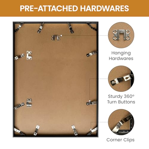Image of 14x19 Aluminum Metal Picture Frame with Tempered Glass,Black Poster Frame 14 x 19 for Wall Gallery Photo Puzzles Artwork Frames 14 x 19 to Wall Mount Horizontal or Vertical