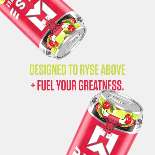 Image of RYSE Fuel Energy Drink - Chicago Bulls Cherry Limeade - Sugar Free - 200mg Natural Caffeine, New Formula to Supports Cognitive Health & Improves Focus - No Artificial Colors - 16 fl oz Cans (12-Pack)
