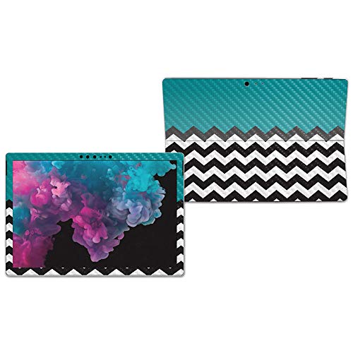 Image of MIGHTY SKINS MightySkins Carbon Fiber Skin for Microsoft Surface Pro 6 - Teal Chevron | Protective, Durable Textured Carbon Fiber Finish | Easy to Apply, Remove, and Change Styles | Made in The USA