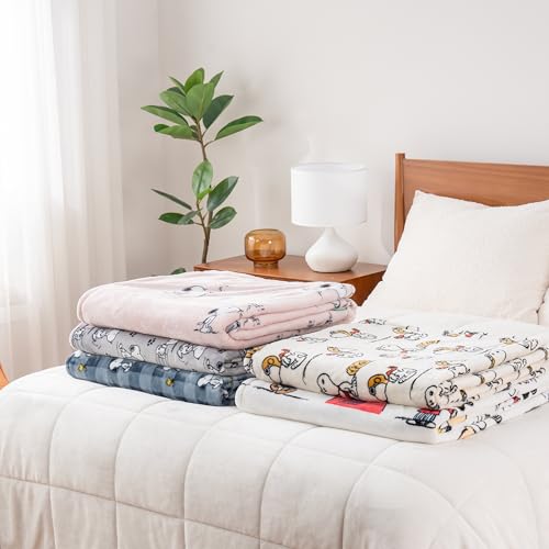 Image of Berkshire Blanket Peanuts VelvetLoft Cute Character Snoopy Plush Blanket,Peanuts Poses and Paws Grey,King 90 in x 108 in (Official Peanuts Product)