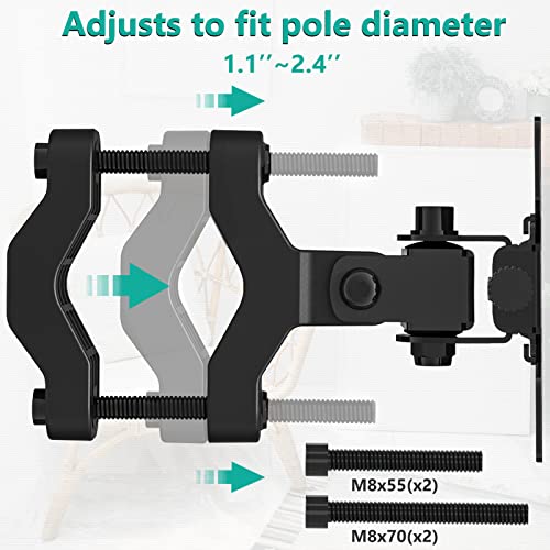 WALI Monitor Pole Mount for Universal Monitor Mounting System, Pole Mount Bracket Fits 1.1 to 2.4" Diameter Pole, Up to 32" Screens, Mounting Holes for 75 x 75mm and 100 x 100mm (VES02), Black by WALI - Image 2