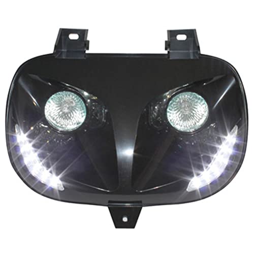 DOUBLE OPTIQUE REPLAY RR8 POUR MBK 50 BOOSTER 19992003-YAMAHA 50 BWS 19992003 NOIR AVEC LEDS BLANCHES **