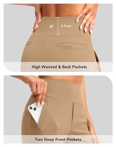 Image of SANTINY Women's 9 inch High Waisted Bermuda Shorts with 4 Pockets Knee Length Long Shorts for Women Workout Athletic Casual