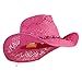 e4Hats.com UPF 50+ Ladies Straw Cowboy Hat - Hot Pink OSFM