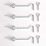  HKB ® 4 Stück Sturmhaken mit Ösen, 75 mm, Sturmsicherung mit Holzgewinde für Fensterläden, Tore und Türen, Haken und Öse aus Metall verzinkt, Artikel-Nr. 18264 HKB