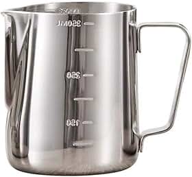 Jarra Barista em Aço Inoxidável, 350ml, com Bico Fino, para Espumar Leite e Latte Art