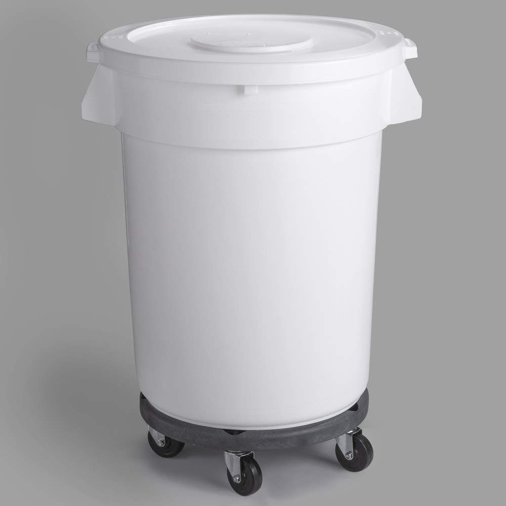 PRO Family 128 Qt 32 Gallon 121 Liters White Round Ingredient Bin Commercial Trash Can with Lid and