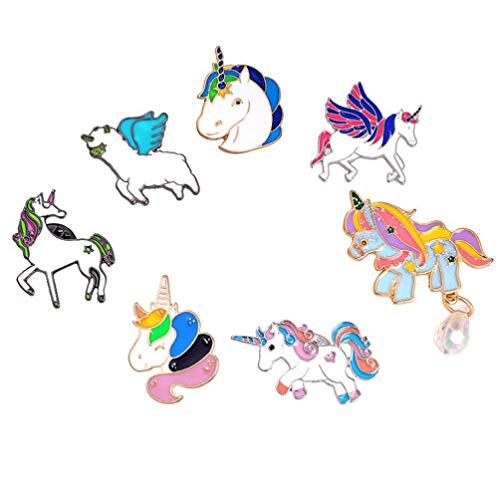 Amosfun 7pcs Unicornio Lindo Broche Novedad Dibujos