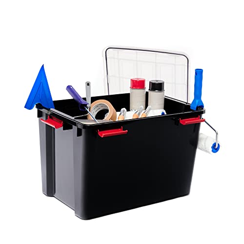 Iris Ohyama Luftdichte Kunststoff-Aufbewahrungsboxen mit Deckels, 70L, 3er-Set, Schwarz, Hermetischer wasserdichter Verschluss, Robuste Schnappverschlüsse, Stapelbar, Staubschutz, BPA-frei, DDAT-LD
