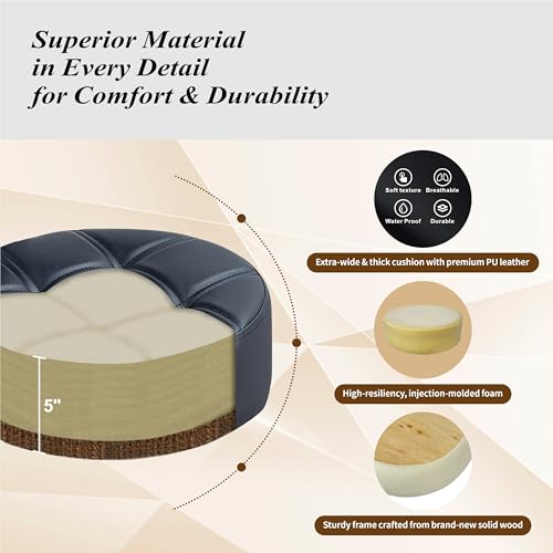 Image of Ergonomic Drafting Stool with Backrest, 400LB Heavy Duty Hydraulic Stool, 19-25 Inch Adjustable Height Rolling Stool Chair with Lumbar Support for Standing Desk, Salon, Tattoo, Kitchen, Home Office