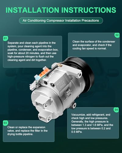 Image of SCITOO AC Compressor fit for Chrysler 300 2.7L 2006-2010 | Fast Cooling, Ultra Low Noise (≤72 dB)Air Conditioner Compressor with Clutch, Easy Installation, DW97309 10350321 639387