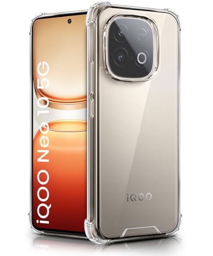 Image of WOW IMAGINE Ultra-Hybrid Crystal Clear Back Case for iQOO Neo 10 5G | Shockproof Design | Camera Protection Bump | Hard Mobile Back Cover with Cushioned Edges - Transparent