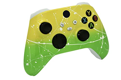 Image of Hand Airbrushed Fade Custom Controller Compatible with Series X /S & One (Series X /S Yellow & Green White Drip)