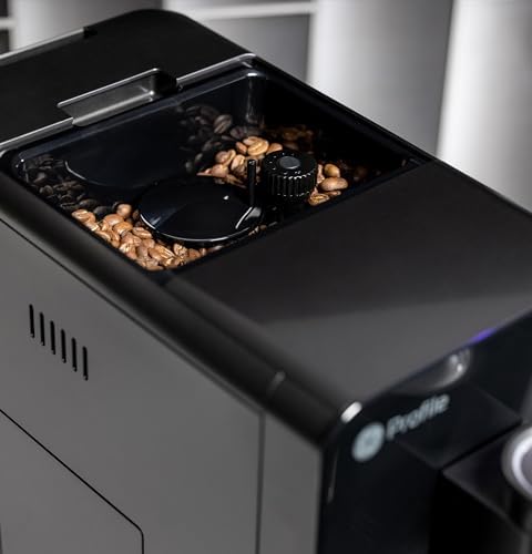 Image of Profile GE Automatic Espresso Machine + Milk Frother | Brew in 90 Seconds | 20 Bar Pump Pressure for Balanced Extraction | Five Adjustable Grind Size Levels | WiFi Connected for Customization | Black