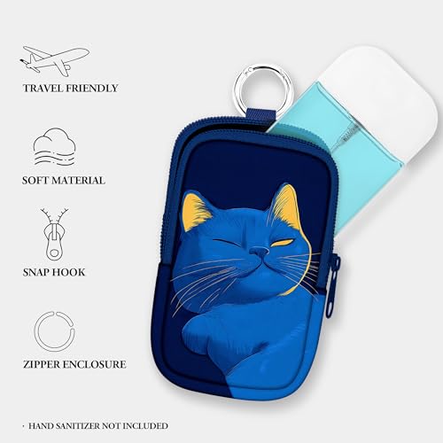 Image of Hand Sanitizer Spray Case, Portable Hand Sanitizer Holder, Mini Pouch, Zippered Pouch Case for Hand Sanitizer, Fashion Accessory with Snap Hook Hand Sanitizers 1FL. OZ., Napping Cat