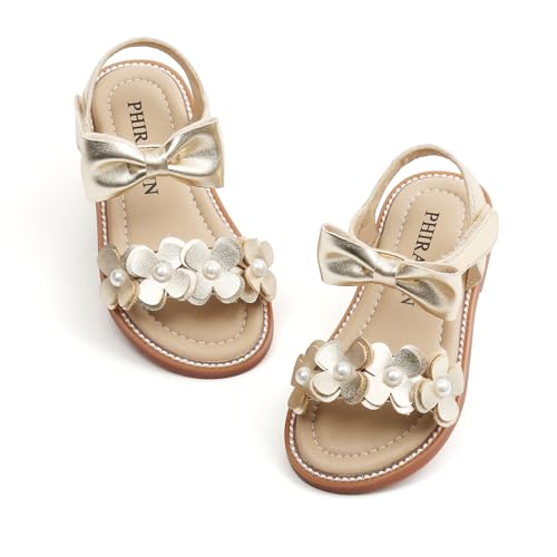 Image of PHIRAMIN Toddler Girl Sandals - Flower Girl Dress Shoes Open Toe Little Kid Wedding Party