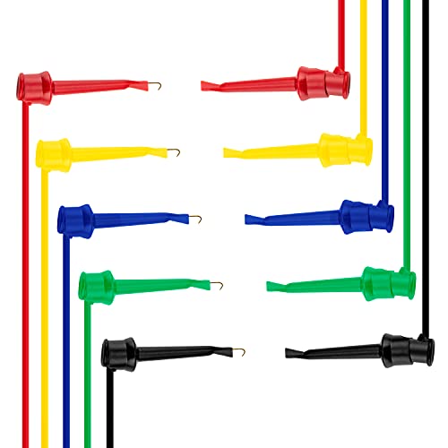 KAIWEETS 5 Pcs Multimeter Electrical Test Dual Lead w/Test Hook Clips - Electrical Test Cables for Electronic, Component, Testing Connecting | Flexible Electrical Test Wires 500V/5A