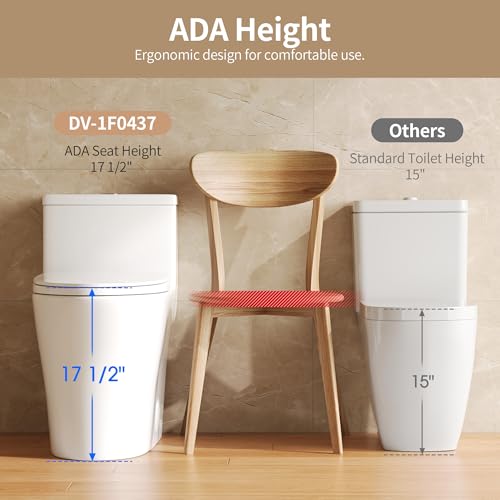 Image of DeerValley Elongated One-Piece Toilet with Comfort Chair Seat ADA Height Powerful Dual Flush 1 /1.28 GPF and MAP 1000g 12 inch Rough-In Rimless Bowl Modern Ceramic Toilet for Bathroom DV-1F0437