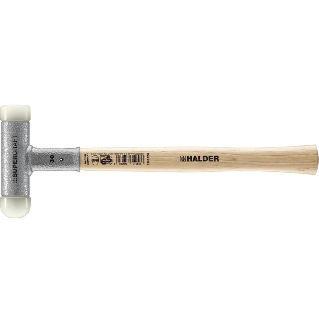 Maillet SUPERCRAFT, Avec manche en hickory verni, amortissant les vibrations et ergonomique et embout arrondi | D=30 mm | 3366.230