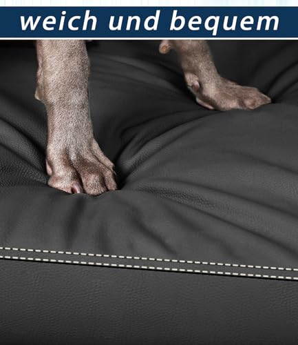 GUANGDEEN Orthopädisches Hundebett für Große Hunde - Weiches Lederimitat, Abnehmbarer Bezug mit Reißverschluss, Schwarz