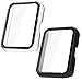Acadeny 2 pieces Case With Tempered Glass Screen Protector Compatible for Huawei fit 2, 9H Hardness 360 ° All-round Protective Cover Ultra-thin Protective PC Case Cover for , Black+Transparent