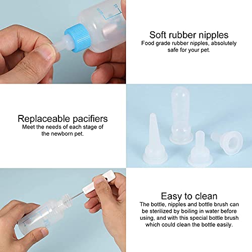 Image of Pets Empire 60ml Puppy Nursing Bottle Kit, Dog Cat Puppy Milk Feeding Bottle with 4 Replacement Nipples Milk Feeder Nursing Care Set and 1PCS Nipple Brush