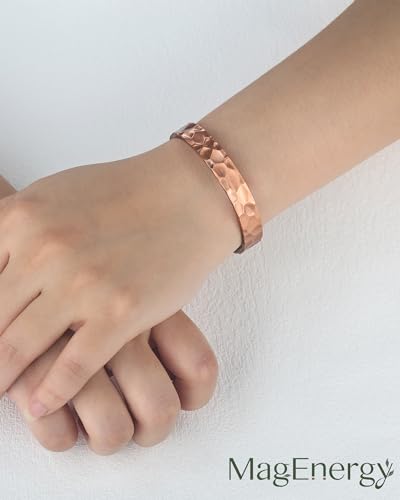 MagEnergy Copper Bracelet for Men Women, 100% Solid Copper Bracelets, Pure, Raw Handmade Hammered Copper Cuff Bangles Bracelet3